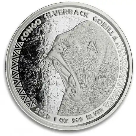 Republic of Congo Silverback Gorilla 1 troy ounce zilveren munt 2020 - Goudverzekerd Tylko dziś