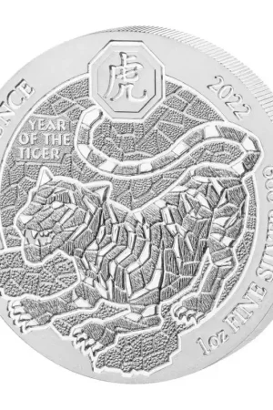 Tani Rwanda Lunar Tiger 1 troy ounce zilveren munt 2022 - Goudverzekerd