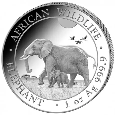 Somalia Elephant 1 troy ounce zilveren munt goud gekleurd 2022 - Goudverzekerd Bezpieczna płatność