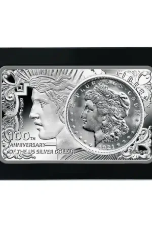 Nowość US 100th Anniversary Silver Dollar Bar and Morgan Dollar Set Coin-Bar 2021 - Goudverzekerd