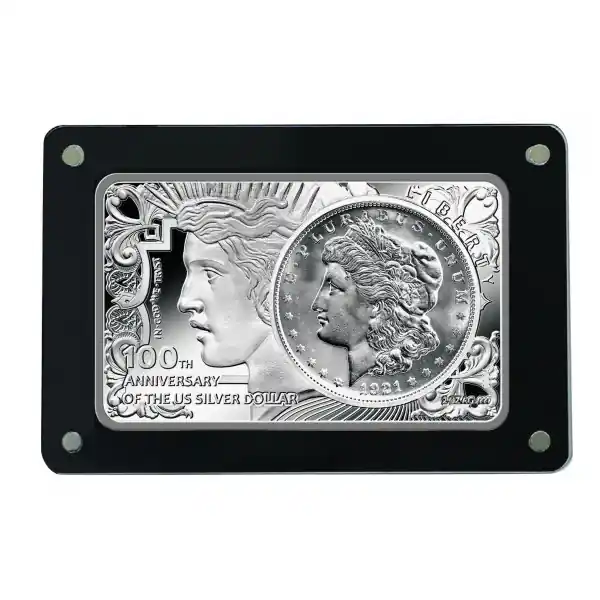 Nowość US 100th Anniversary Silver Dollar Bar and Morgan Dollar Set Coin-Bar 2021 - Goudverzekerd