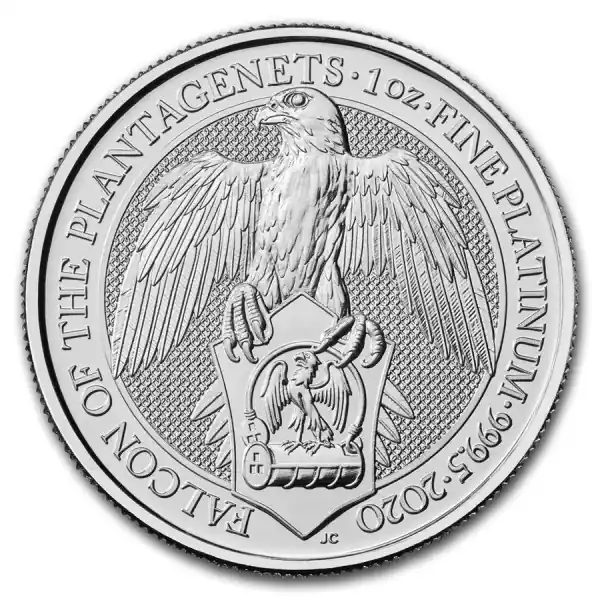 Queens Beast Falcon 1 troy ounce platina munt 2020 - Goudverzekerd Wyprzedaż