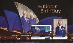Zamów teraz Australië - Koning Charles III - verjaardag 2025 - Postfris souvenirvelletje