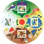 Zwitserland - Seizoenen - Postfris souvenirvelletje Popularny