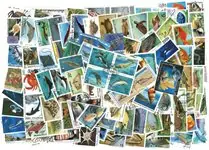 Vis en Zeeleven - 100 verschillende postzegels Wysoka jakość