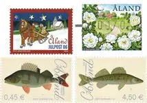 Aland -Fish, Christmas, and franking label - Postfrisse serie van 4 Promocja