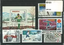 Cross country skiën 3 souvenir velletjes en 30 postzegels Nowość
