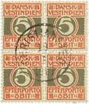 Deens West Indië - Port AFA 5 - Blok van 4 - gestempeld Oferta