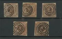 Denemarken - AFA 1 gestempeld, Thiele III, 5 postzegels Autentyczny