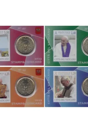 Vaticaan 2023 50 Cent in coincard met zegel nummer 44 t/m 47 Unc Ekspresowa dostawa