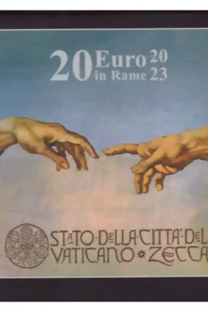 Niska cena Vaticaan 2023 20 euro 'Schepping van de mens' Unc in luxe verpakking.