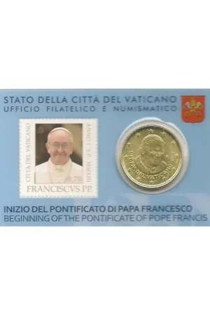 Vaticaan 2013 50 Cent Unc in coincard met zegel nummer 3 Szybka dostawa