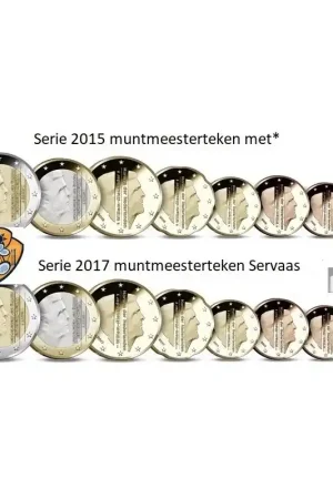 Serie Nederland 2017 & 2015 met nieuwe muntmeestertekens ZELDZAAM Darmowa dostawa