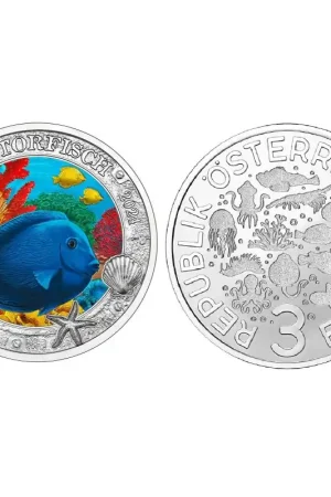 Najlepsza cena Oostenrijk 2024 3 euro 'Blauwe doktersvis' Unc