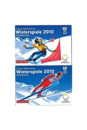 Oostenrijk 2010 5 euro, Skispringer & Snowboarder in Blister Ostatnia szansa