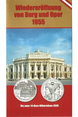 Oostenrijk 2005 10 Euro Wiederoffnung von Burg und Oper 1955 in Blister Zwrot pieniędzy