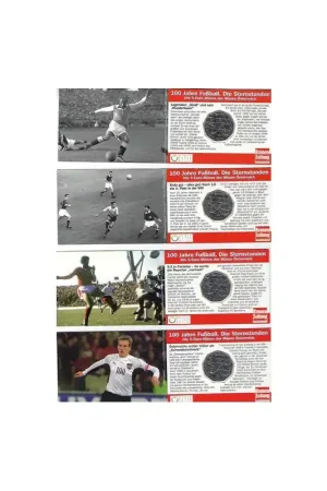 Tani Oostenrijk 2004 5 Euro, 100 Jahre Fussball in Blister( Alle 4 verschillende)