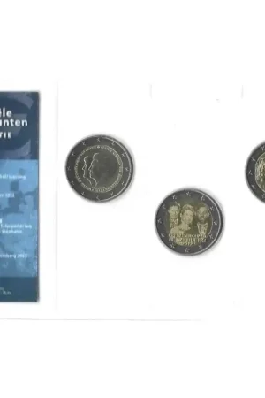 Officiële 2 Euromunten collectie KNM UNC Nederland 2013 - Luxemburg 2012 - Nederland 2013 Darmowa dostawa