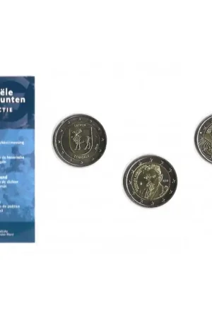 Oferta limitowana Officiële 2 Euromunten collectie KNM UNC Letland - Griekenland - Frankrijk 2018