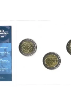 Officiële 2 Euromunten collectie KNM UNC Italië 2012 - Luxemburg 2012 - België 2009 Tani