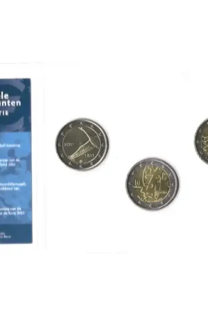 Officiële 2 Euromunten collectie KNM UNC Finland 2011 - Portugal 2012 - Ierland 2012 Premium