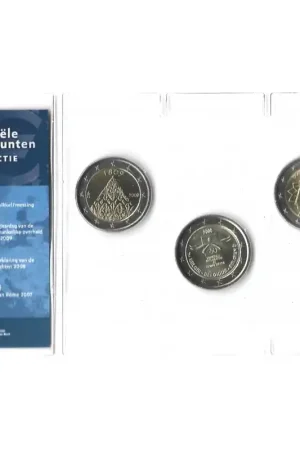 Officiële 2 Euromunten collectie KNM UNC Finland 2009 - België 2008 - Portugal 2007 Promocja