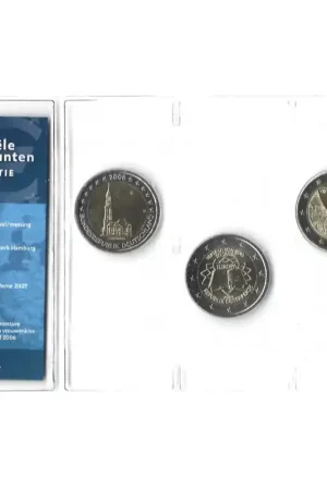 Officiële 2 Euromunten collectie KNM UNC Duitsland 2008 - Oostenrijk 2007 - Finland 2006 Zamów teraz