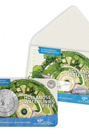 Ekspresowa dostawa Nederland 2025 5 euro 'Hollandse Waterlinies' Eerste Dag Uitgifte in coincard