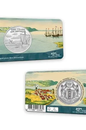 Nederland 2025 '400 jaar Nieuw-Amsterdam' Penning in coincard Zwrot pieniędzy