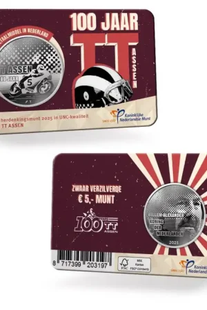 Nederland 2025 '100 jaar TT Assen' Vijfje Unc in coincard Promocja