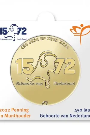 Wysoka jakość Nederland 2022 Penning '450 jaar geboorte van Nederland' in munthouder.