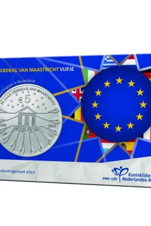 Nederland 2022 Het Verdrag van Maastricht Vijfje Unc in coincard Kup teraz