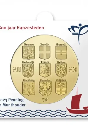 Niska cena Nederland 2023 Penning 'Hanzesteden' in munthouder.