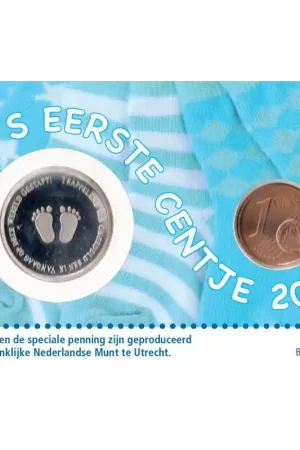 Oryginalny Nederland 2020 Baby CoincardJongen 'Mijn eerste centje'