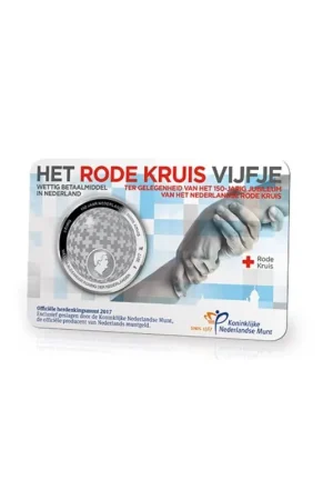 Rabat Nederland 2017 5 Euro het Rode Kruis Vijfje Verzilverd unc in coincard
