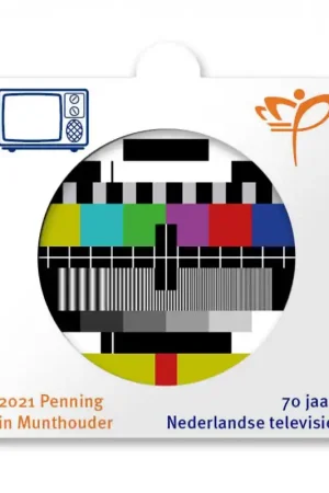 Nederland 2021 Penning '70 jaar Ned. televisie' in munthouder. Wysoka jakość