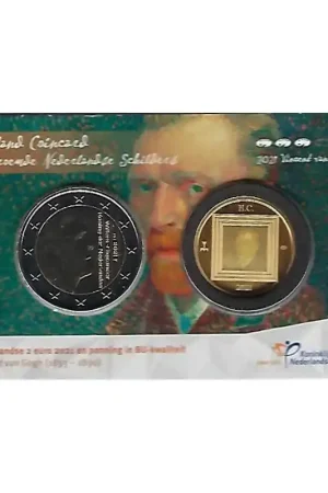 Nederland 2021 Holland coin Fair coincard thema Vincent van Gogh Met gouden penning Oplage 5 stuks!! Autentyczny