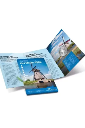 Oryginalny Nederland 2014 5 euro Het Molenvijfje Zilver Proof in Blister