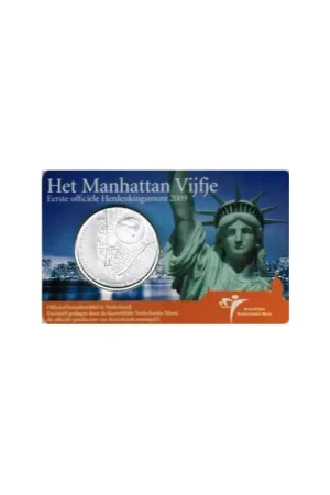 Nederland 2009 5 euro Manhattan Unc in coincard Oryginalny