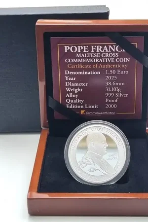 Nowość Malta 2025 1½ euro 'Pope Francis memorial' 1 Ounce zilver proof