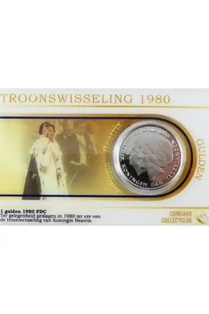 Nederland 1980 1 gulden dubbelportret Fdc in coincard Promocja