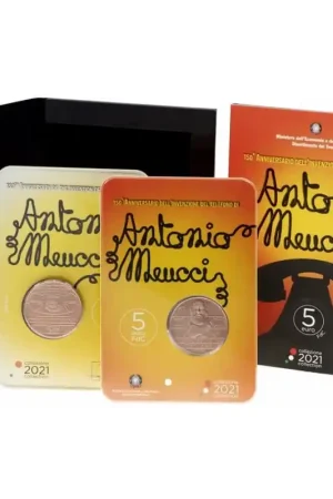 Tylko dziś Italië 2021 5 Euro 'Antonio Meucci, Telefoon' in Blister