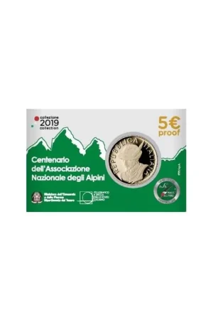 Rabat Italië 2019 5 euro Alpini Proof in coincard