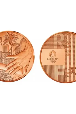 Oryginalny Frankrijk 2024 ¼ Euro 'Overdracht van parijs naar Los Angeles' Unc