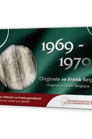 Autentyczny België 2025 Belgische 10 Frank Nederlands- en Franstalig Wokkel in coincard 1969-1979 complete serie 22 stuks