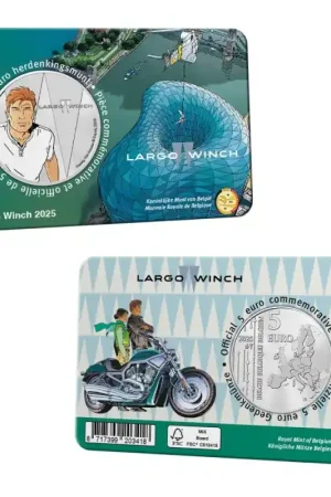 Wyprzedaż België 2025 5 euro 'Largo Winch' in coincard gekleurd