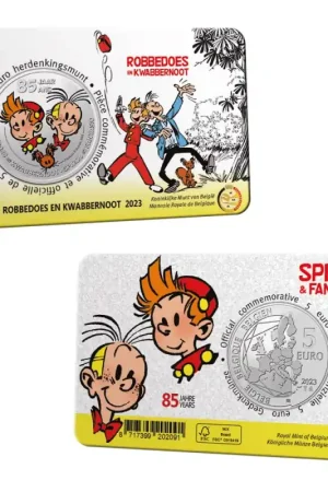 België 2023 5 euro '85 jaar Robbedoes en Kwabbernoot' in coincard Gekleurd Rabat