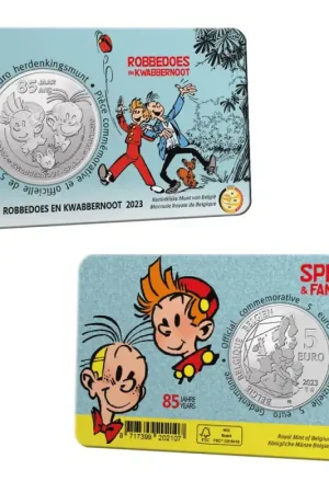 België 2023 5 euro '85 jaar Robbedoes en Kwabbernoot' in coincard Nowość