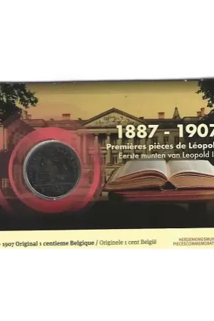 Najlepsza cena België 2024 Belgische 1 Cent 1899 in coincard Franstalig. Met verkeerde opdruk 1887-1907