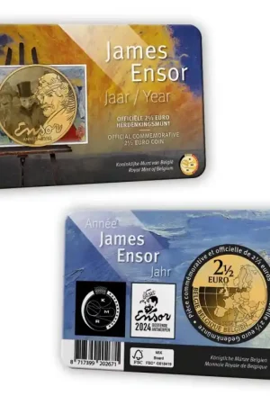 Wyprzedaż België 2024 2½ Euro 'James Ensor jaar' Bu in coincard Nederlandstalig.